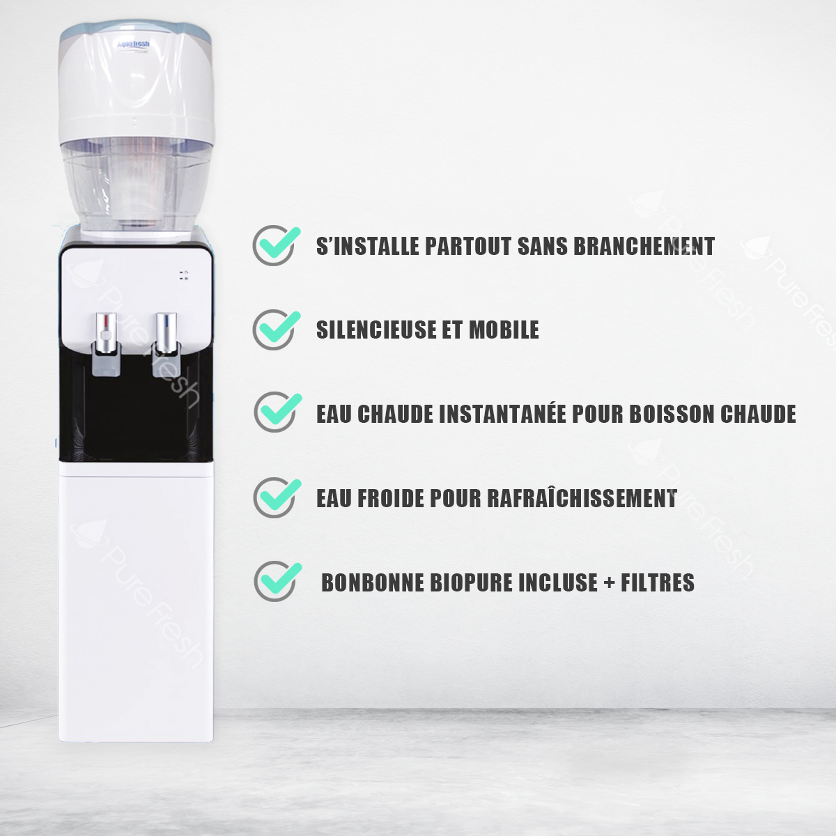 fontaine à eau sans branchement - aquafresh - fontaine avec bonbonne