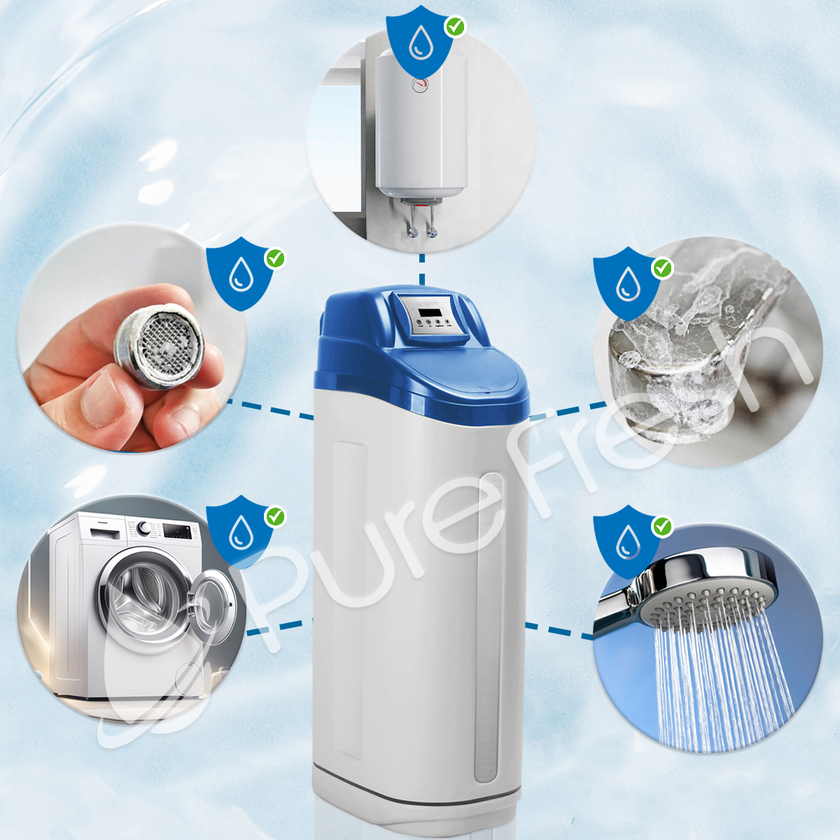 Adoucisseur d'eau - Protection contre le calcaire - pure fresh 